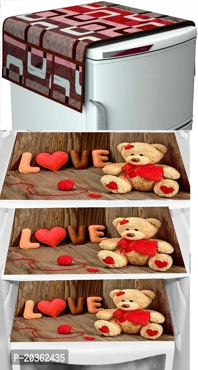 Combo of Exclusive Decorative Fridge Top Cover  Fridge Mat-thumb0