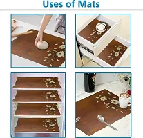 Cread craft Placemats Table Mats|PVC Washable Place Mats|Linning Design  Dining Kitchen Restaurant Table (Set of 6, Brown, Polyvinyl Chloride)-thumb1