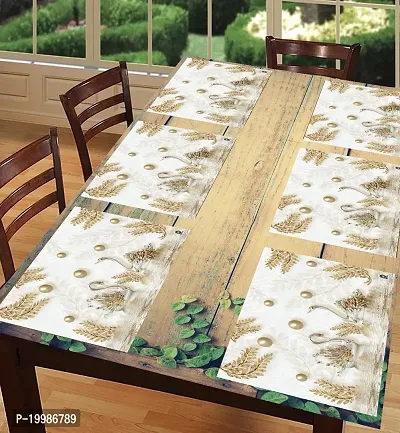 Cread craft Placemats Table Mats|PVC Washable Place Mats|Linning Design  Dining Kitchen Restaurant Table (Set of 6, Brown, Polyvinyl Chloride)-thumb0