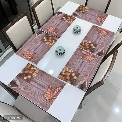 Cread craft Placemats Table Mats|PVC Washable Place Mats|Linning Design  Dining Kitchen Restaurant Table (Set of 6, Brown, Polyvinyl Chloride)