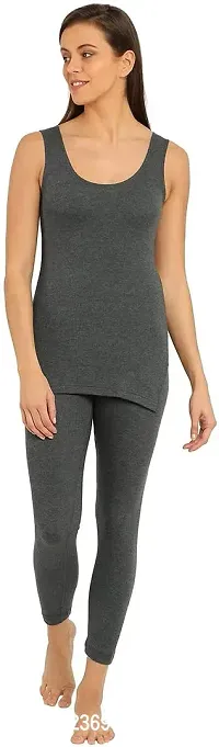 Stylish Grey Cotton Solid Thermal Top For Women-thumb0