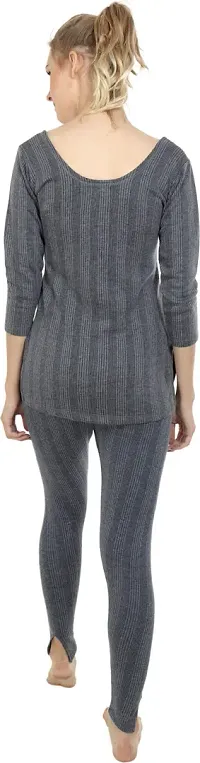 Stylish Grey Cotton Solid Thermal Set For Women-thumb1