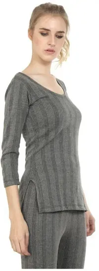 Stylish Grey Cotton Solid Thermal Set For Women-thumb3