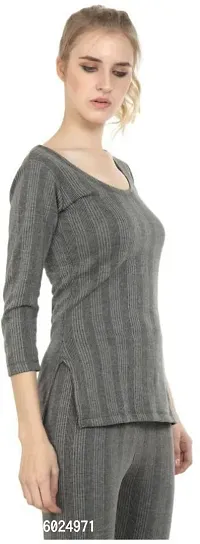 Stylish Grey Cotton Solid Thermal Set For Women-thumb4