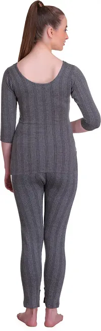 Stylish Grey Cotton Solid Thermal Set For Women-thumb3