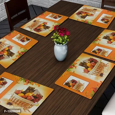 Cread craft Placemats Table Mats|PVC Washable Place Mats|Linning Design  Dining Kitchen Restaurant Table (Set of 6, Brown, Polyvinyl Chloride)-thumb0