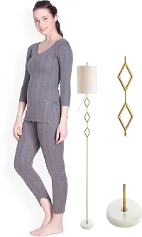 Stylish Grey Cotton Solid Thermal Set For Women-thumb2