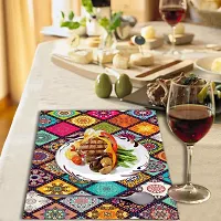 Cread craft Placemats Table Mats|PVC Washable Place Mats|Linning Design  Dining Kitchen Restaurant Table (Set of 6, Brown, Polyvinyl Chloride)-thumb3