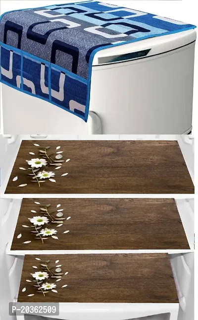 Combo of Exclusive Decorative Fridge Top Cover  Fridge Mat