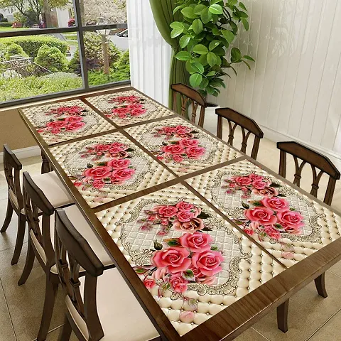 THE LION'S SHARE Placemats Set of 6, Heat Resistant, Washable PVC Table Mats, Woven Vinyl Dining Table, Non-Slip Stain Resistant Kitchen Table Placemats Easy to Clean