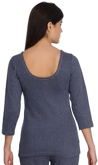 Stylish Grey Cotton Solid Thermal Top For Women-thumb1