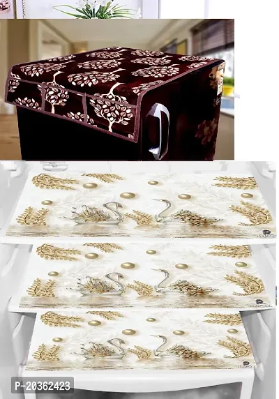 Combo of Exclusive Decorative Fridge Top Cover  Fridge Mat