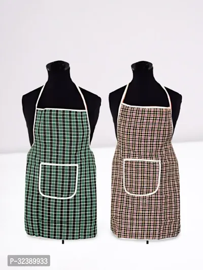 Stylish Multicoloured Art Silk Aprons For Kitchen Pack Of 2-thumb0