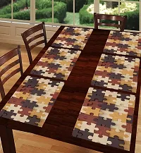 Cread craft Placemats Table Mats|PVC Washable Place Mats|Linning Design  Dining Kitchen Restaurant Table (Set of 6, Brown, Polyvinyl Chloride)-thumb2