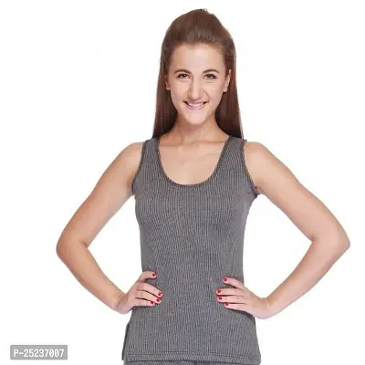 Stylish Grey Cotton Solid Thermal Top For Women-thumb0