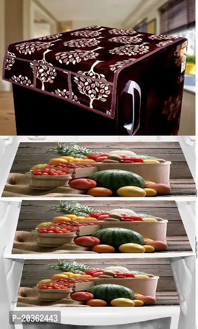 Combo of Exclusive Decorative Fridge Top Cover  Fridge Mat