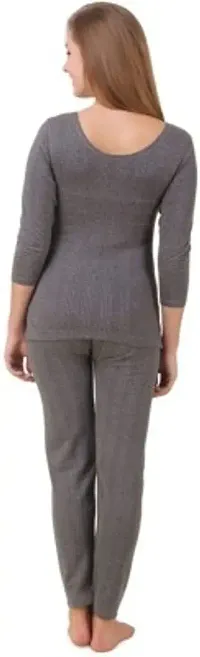 Stylish Grey Cotton Solid Thermal Set For Women-thumb1