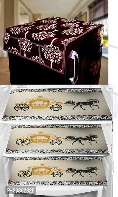 Combo of Exclusive Decorative Fridge Top Cover  Fridge Mat-thumb0