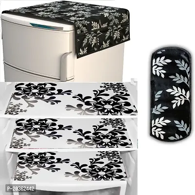 Combo of Exclusive Decorative Fridge Top Cover  Fridge Mat-thumb0