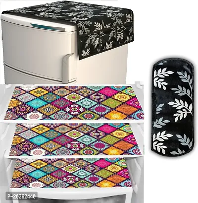 Combo of Exclusive Decorative Fridge Top Cover  Fridge Mat-thumb0