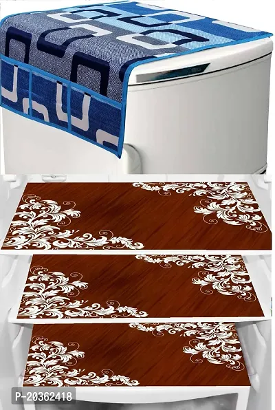 Combo of Exclusive Decorative Fridge Top Cover  Fridge Mat