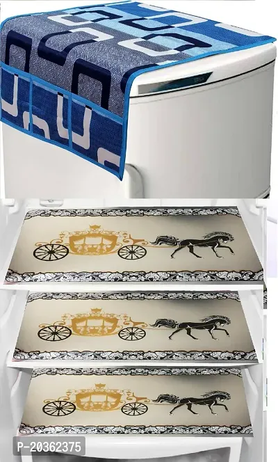 Combo of Exclusive Decorative Fridge Top Cover  Fridge Mat