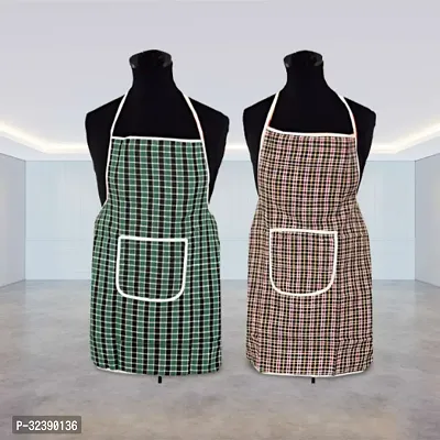 Stylish Multicoloured Art Silk Aprons For Kitchen Pack Of 2-thumb0