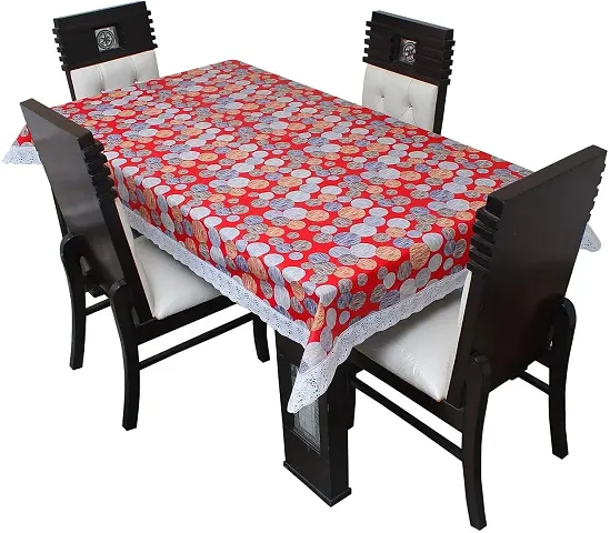 Stylish Fancy Pvc Waterproof Dining Table Cover For 4 Seater Bold Abstract Print And Rectangular Protector Size 52 X 76 Inches Beige And Black vol 3