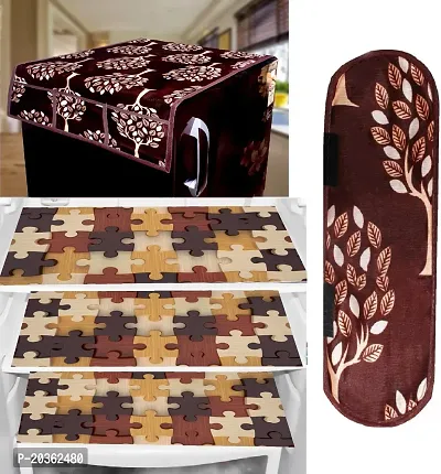 Combo of Exclusive Decorative Fridge Top Cover  Fridge Mat-thumb0