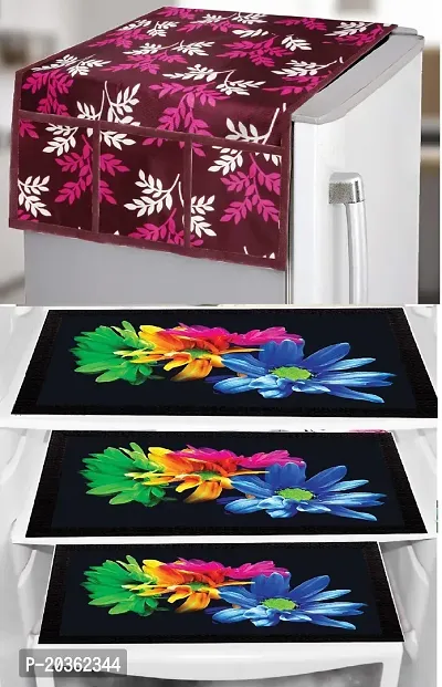 Combo of Exclusive Decorative Fridge Top Cover  Fridge Mat