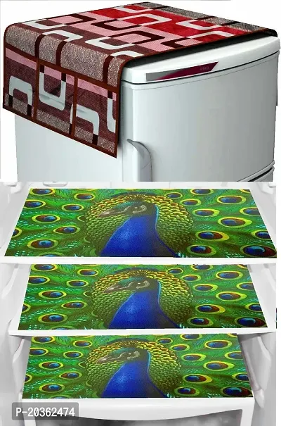 Combo of Exclusive Decorative Fridge Top Cover  Fridge Mat