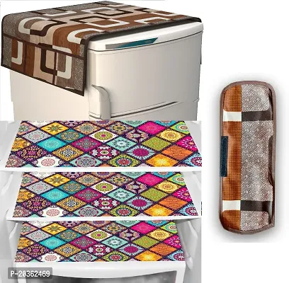 Combo of Exclusive Decorative Fridge Top Cover  Fridge Mat