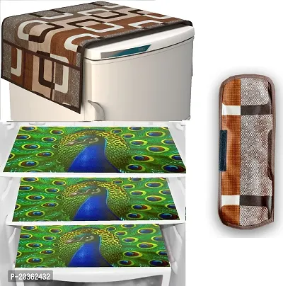 Combo of Exclusive Decorative Fridge Top Cover  Fridge Mat