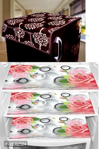 Combo of Exclusive Decorative Fridge Top Cover  Fridge Mat-thumb0