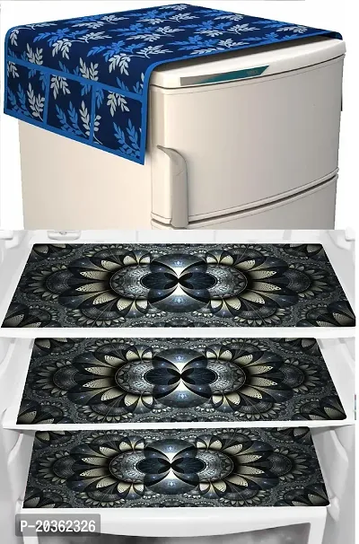 Combo of Exclusive Decorative Fridge Top Cover  Fridge Mat-thumb0