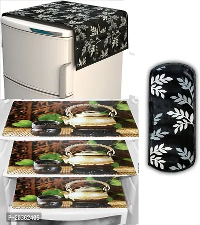 Combo of Exclusive Decorative Fridge Top Cover  Fridge Mat