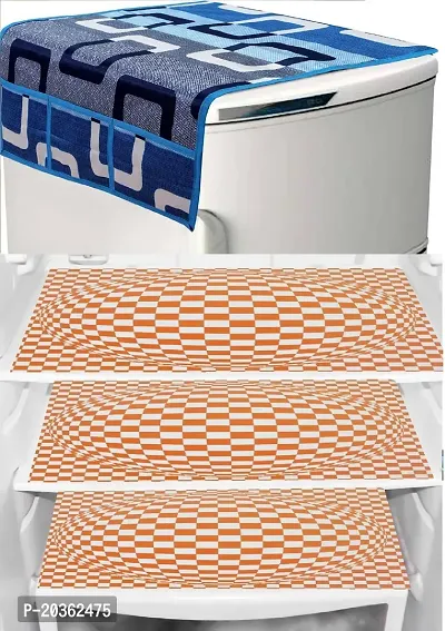 Combo of Exclusive Decorative Fridge Top Cover  Fridge Mat