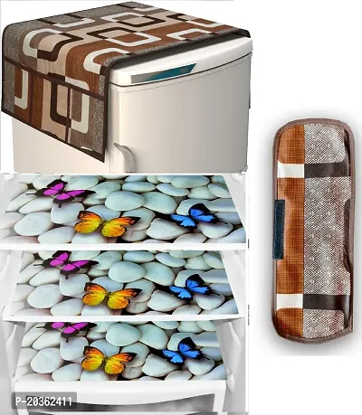 Combo of Exclusive Decorative Fridge Top Cover  Fridge Mat-thumb0