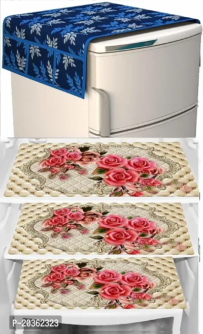 Combo of Exclusive Decorative Fridge Top Cover  Fridge Mat-thumb0