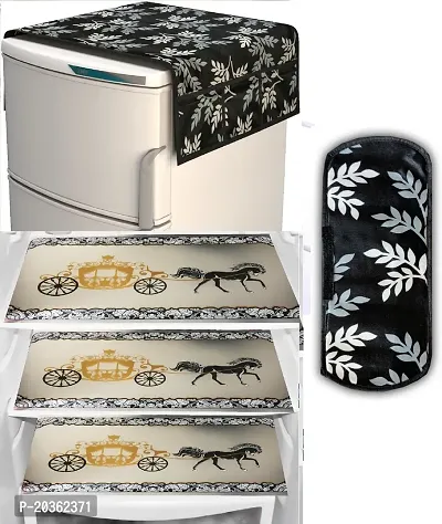 Combo of Exclusive Decorative Fridge Top Cover  Fridge Mat-thumb0