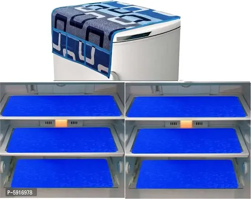 Combo Fridge cover with Fridge mat set of  06 pcs