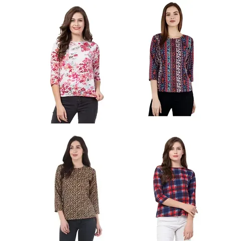 Printed Casual wear Crop Top Combo of 4