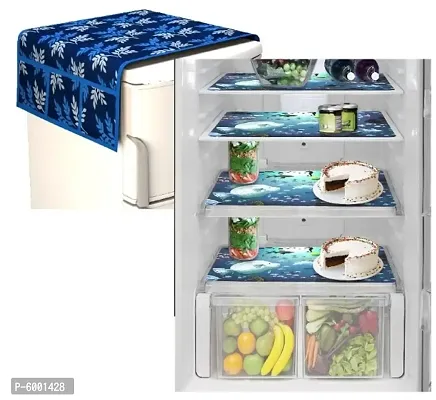 Combo  Fridge cover with Fridge mat set of  03 pcs-thumb0