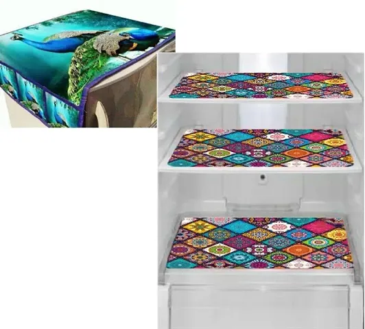 Combo Fridge Cover with Fridge Mat Set of 03 pcs