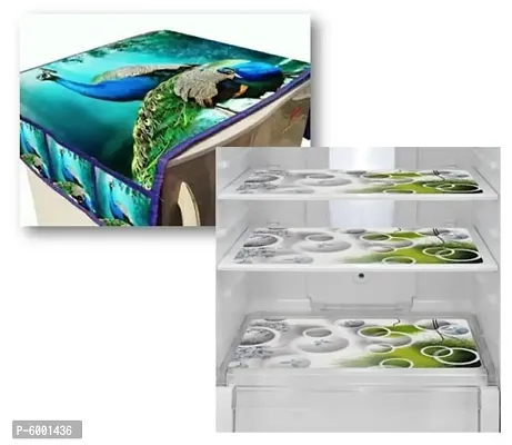 Combo  Fridge cover with Fridge mat set of  03 pcs