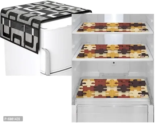 Combo  Fridge cover with Fridge mat set of  03 pcs