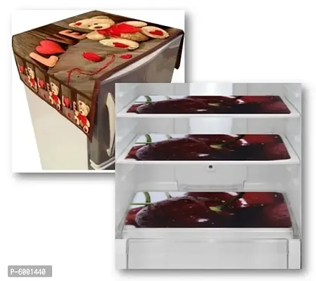 Combo  Fridge cover with Fridge mat set of  03 pcs