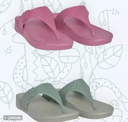 Elegant Multicoloured EVA Solid Flip Flops For Women Pack of 2