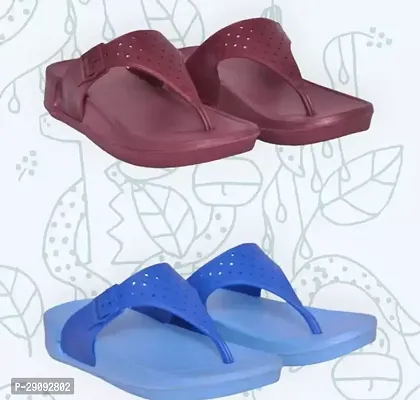 Elegant Multicoloured EVA Solid Flip Flops For Women Pack of 2