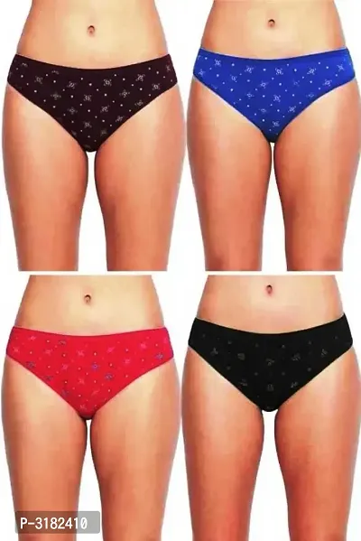 Multicoloured Printed Cotton Basic Briefs - Pack Of 4